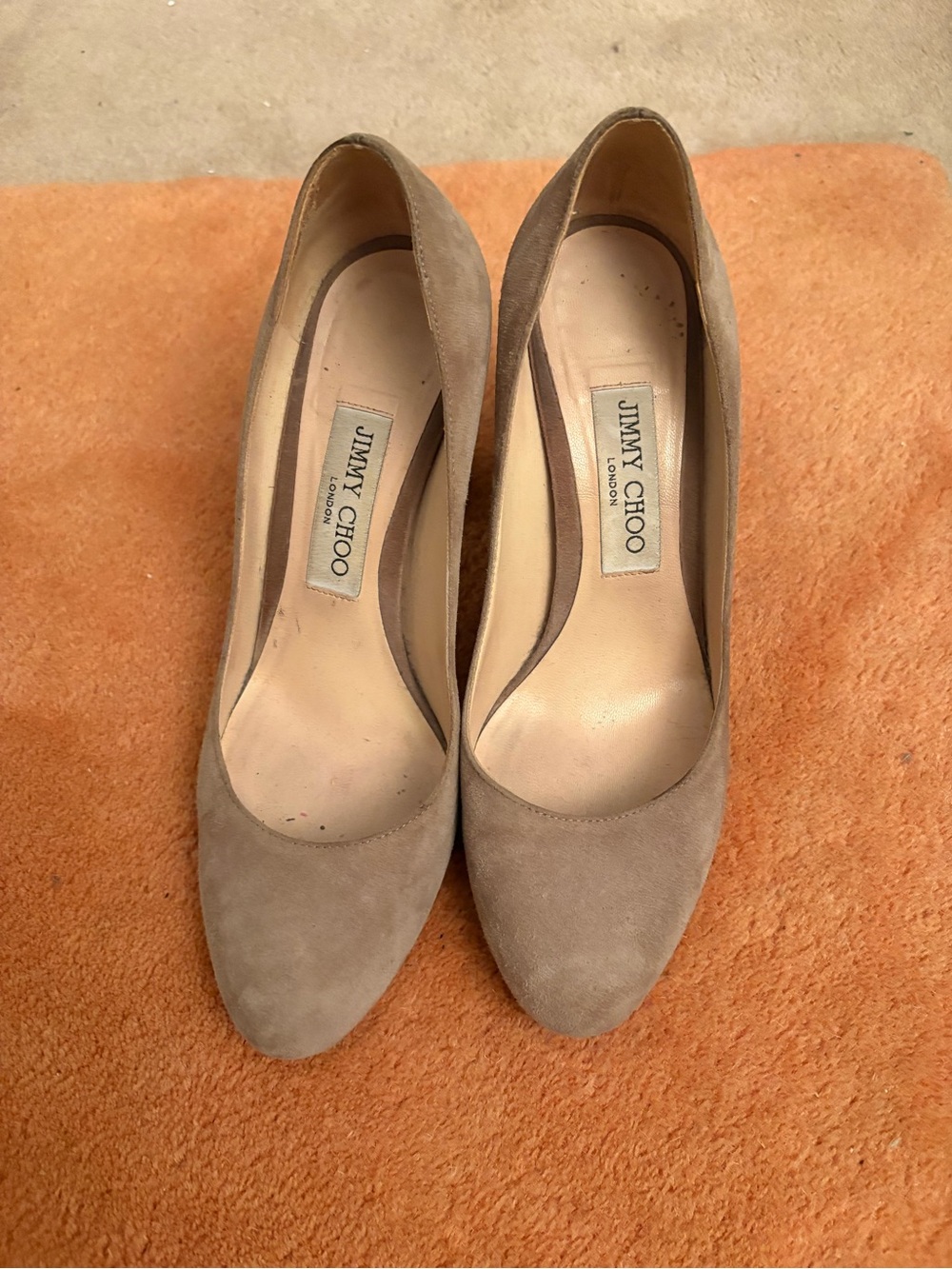 Jimmy Choo Taupe Suede Pointed-Toe Pumps